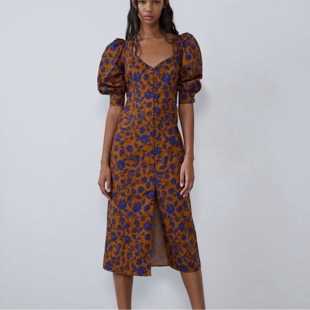 Zara Floral Puff Sleeve Dress
